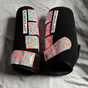 Iconoclast Black & Pink Leopard Print Orthopedic  Sports Boots Large front pair